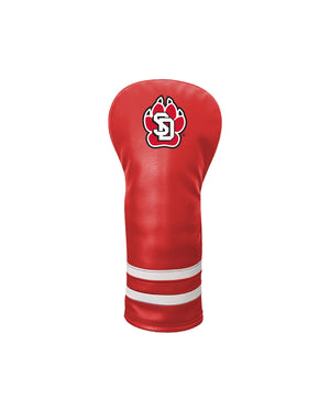 Red fairway cover with two white stripes and SD Paw logo.