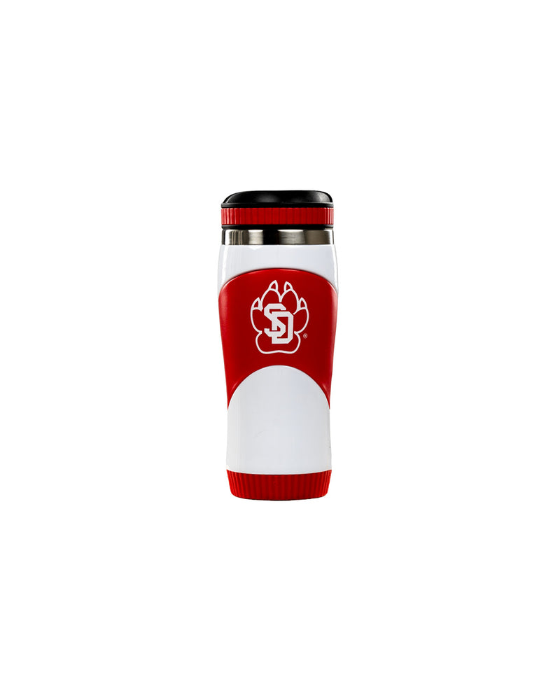 red and white tumbler with white SD paw
