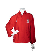 Adidas Red Women’s long-sleeve full zip jacket with zip pockets and white Adidas logo on upper right chest and full color Coyote logo with white, ‘SOUTH DAKOTA,’ below on upper left chest.