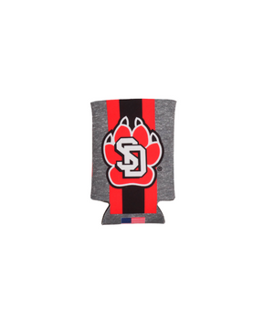 Grey heathered cooler with black and red stripes with SD paw logo 