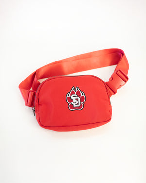 Red belt bag with a large SD Paw logo on the front.