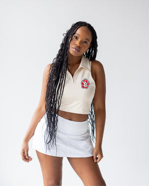 2025 Gameday Social Oatmeal Cropped Polo