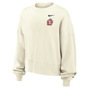 White Nike Women's Crew with Nike logo and SD Paw logo on upper left chest. 