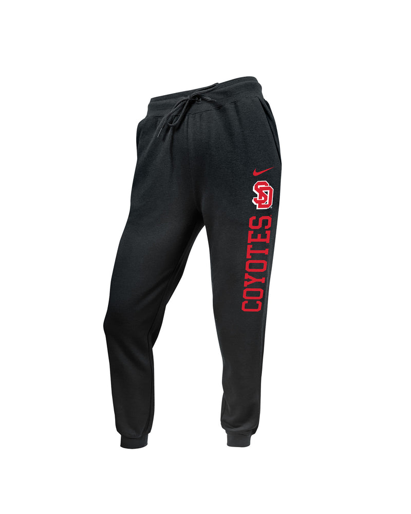 Black Nike women's joggers with SD logo and red, 'COYOTES,' down upper left leg.