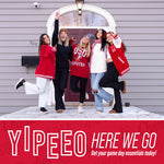 Red graphic with text, 'YIPEEO HERE WE GO Get your game essentials today!' and image of 5 women in game day gear.