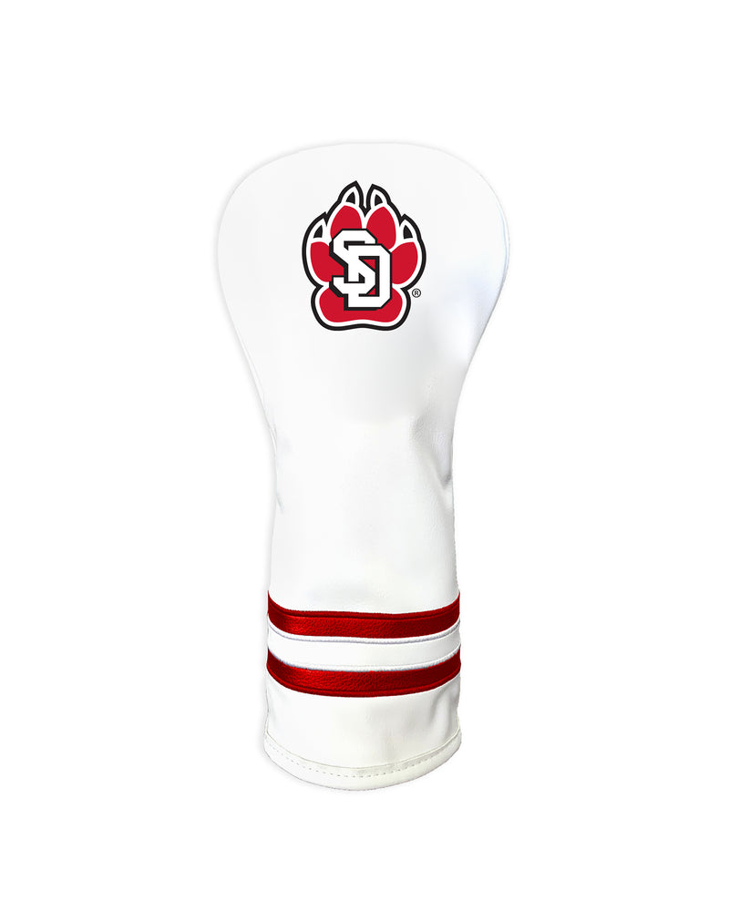 White fairway cover with two red stripes and SD Paw logo.