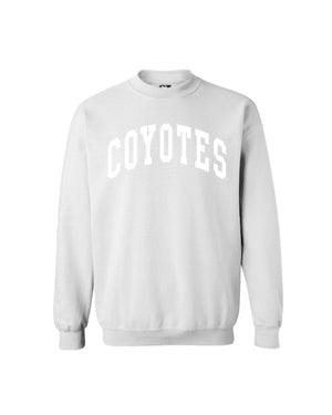 White crew with tonal appliqué, 'COYOTES,' across chest.