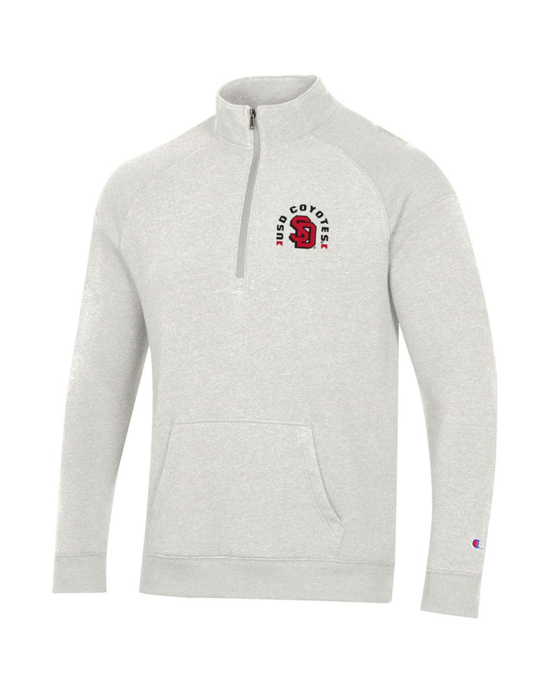 
                
                    Load image into Gallery viewer, Pebblestone long sleeve half zip with red and black SD logo and black text that says, &amp;#39;USD COYOTES&amp;#39; on upper left chest
                
            
