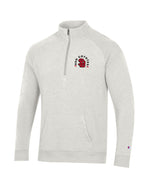 Pebblestone long sleeve half zip with red and black SD logo and black text that says, 'USD COYOTES' on upper left chest