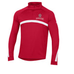 Red UnderArmour quarter zip with SD paw and coyotes on top left chest and white stripe
