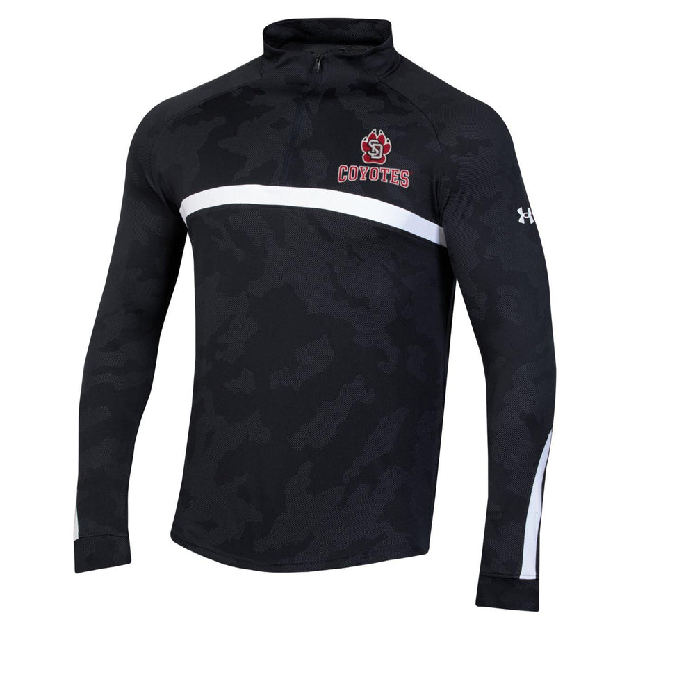 Black UnderArmour quarter zip with SD paw and coyotes on top left chest and white stripe