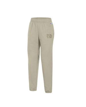 
                
                    Load image into Gallery viewer, Women&amp;#39;s cocoa butter sweatpant with text, &amp;#39;USD&amp;#39; on upper left leg
                
            