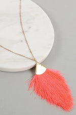 Long Gold Chain Necklace with Colored Tassel 30"