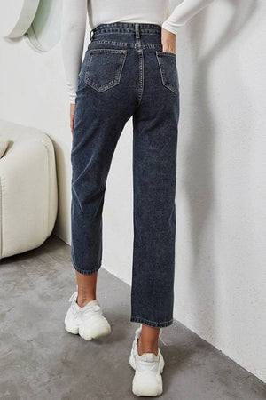 Women's Denim High Rise Straight Leg Jeans
