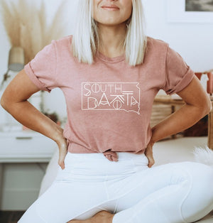
                
                    Load image into Gallery viewer, South Dakota Line Font Outline Tee
                
            