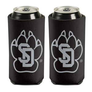 Black can cooler with white SD paw