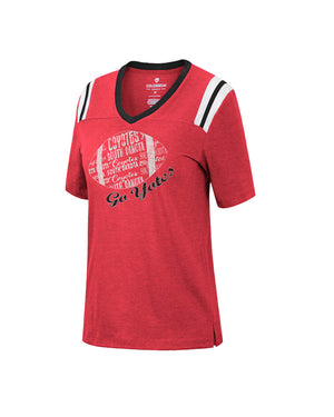 
                
                    Load image into Gallery viewer, Colosseum Women&amp;#39;s Gray w/Red Inserts 15 Minute Early VNeck Tee
                
            