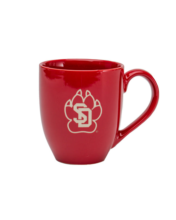 Red mug with white SD paw