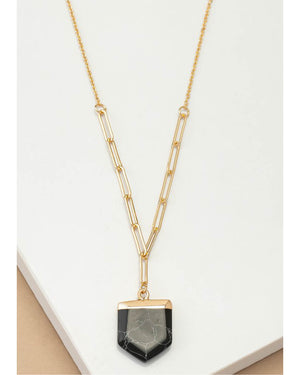 Semi Precious Stone Pendant Necklace Black Onyx