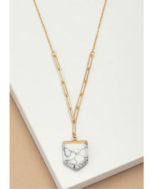 Semi Precious Stone Pendant Necklace Howlite