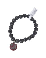 Black and Silver Beaded Bracelet with Silver Charm No Logo