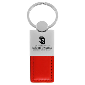Red Leather Key Chain with School of Logo