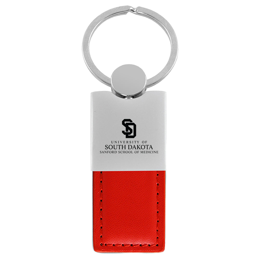 Red Leather Key Chain with School of Logo