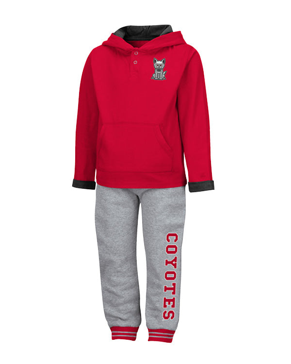 Infant Red Hoodie with Gray Pants Set