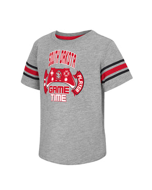 Gray short sleeve tee that reads South Dakota Game Time with a gaming controller in the middle