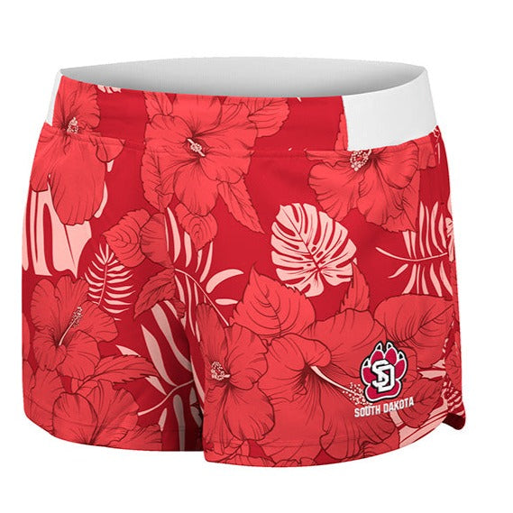 Red floral patterned women's shorts