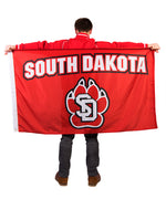 Red South Dakota flag with SD paw print