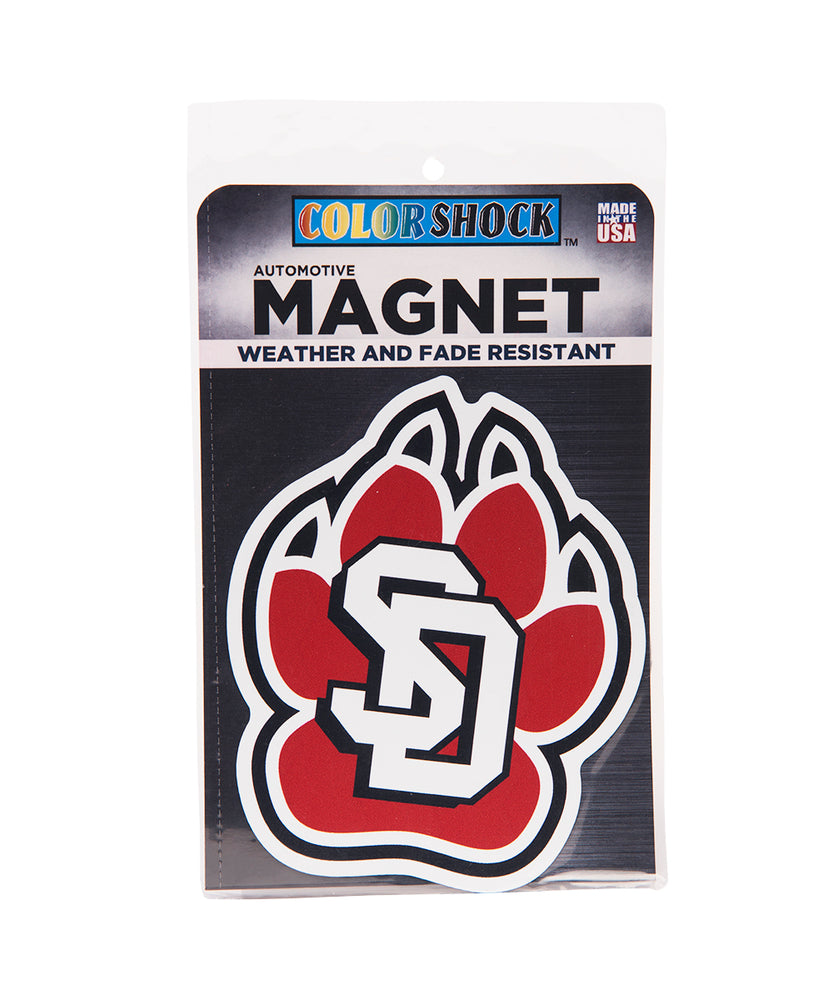 Red and white SD coyote paw magnet 