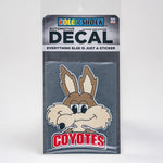 Vintage Charlie decal with red Coyotes lettering