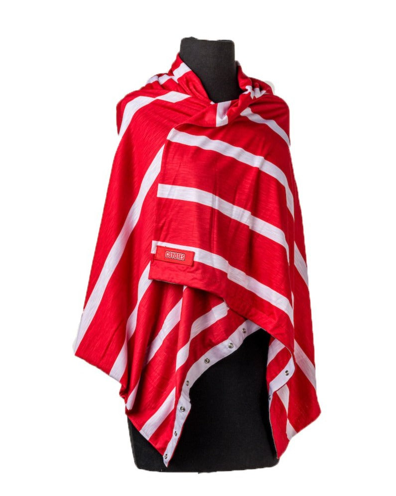 
                
                    Load image into Gallery viewer, Red and white striped snap scarf
                
            