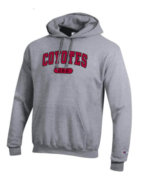 Champion Gray Hoodie with University of South Dakota Twill