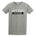 Gray tee with white South Dakota and black grandpa lettering
