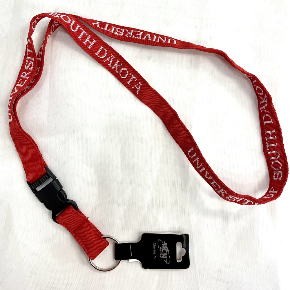 
                
                    Load image into Gallery viewer, Red lanyard with white South Dakota University lettering
                
            