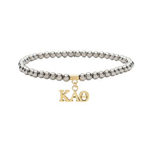 
                
                    Load image into Gallery viewer, Greek life silver bracelet with gold letters
                
            