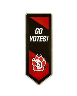 
                
                    Load image into Gallery viewer, LED lighted pennant red and black sign that says &amp;#39;Go Yotes!&amp;#39; and includes the SD Paw logo
                
            