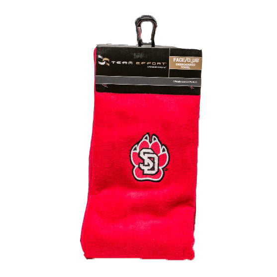 Red Embroidered Golf Towel SD Paw
