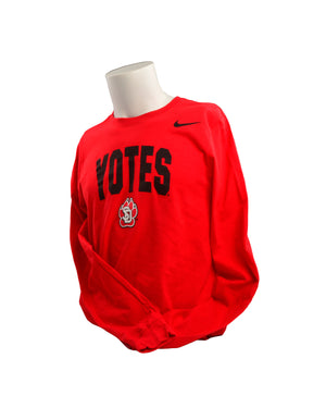 
                
                    Load image into Gallery viewer, Red long sleeve with black YOTES lettering and SD paw
                
            