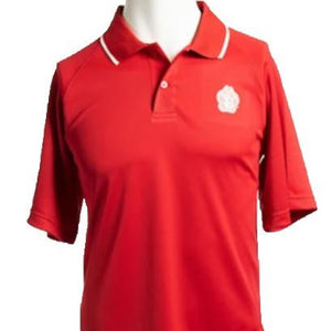 Red Performance Polo with White Stripe on Collar