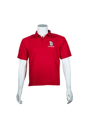 Red polo with SD medical school logo right chest