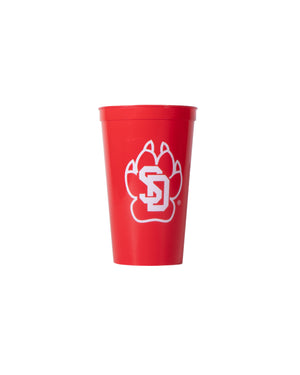 Red Plastic Stadium Cup 22oz with white SD Paw