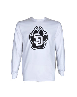 White Tee with Black SD Paw Long sleeve shirt