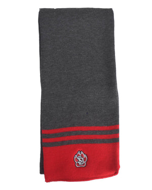 
                
                    Load image into Gallery viewer, Logo Fit Unisex Red/Charcoal Striped Scarf
                
            