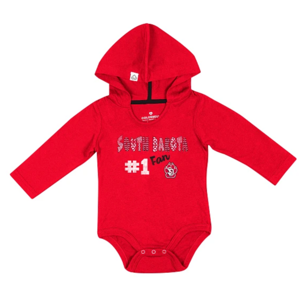 
                
                    Load image into Gallery viewer, Red Colosseum Infant Hoodie Onesie SD #1 Fan
                
            