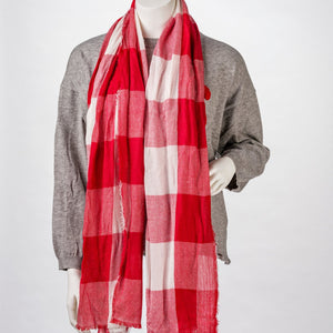 
                
                    Load image into Gallery viewer, Red/White Plaid Woven Scarf
                
            