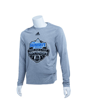 2022 Summit League Indoor Track and Field Champions Long-Sleeve Adidas tee in gray
