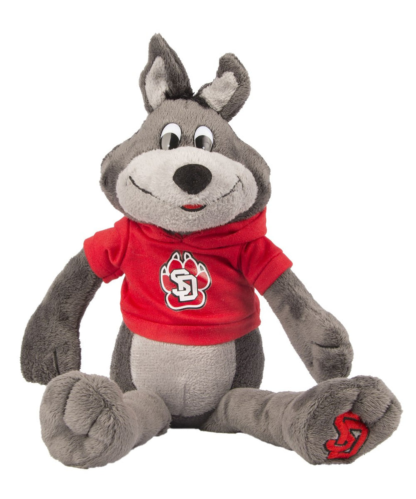 
                
                    Load image into Gallery viewer, Charlie the Coyote plushie wearing a red SD shirt 
                
            